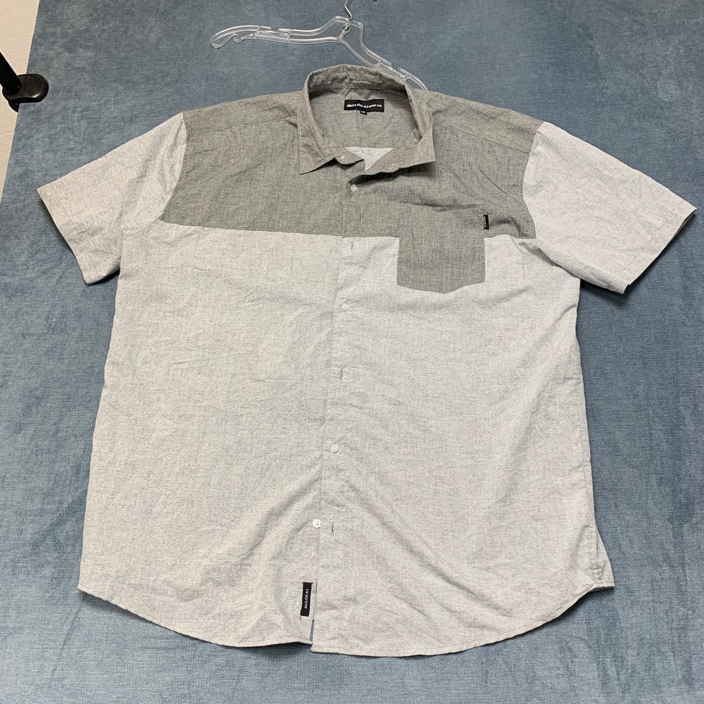 Molokai Surf Co. Shirt Mens 3XL Gray Colorblock Short Sleeve Casual Button-Up